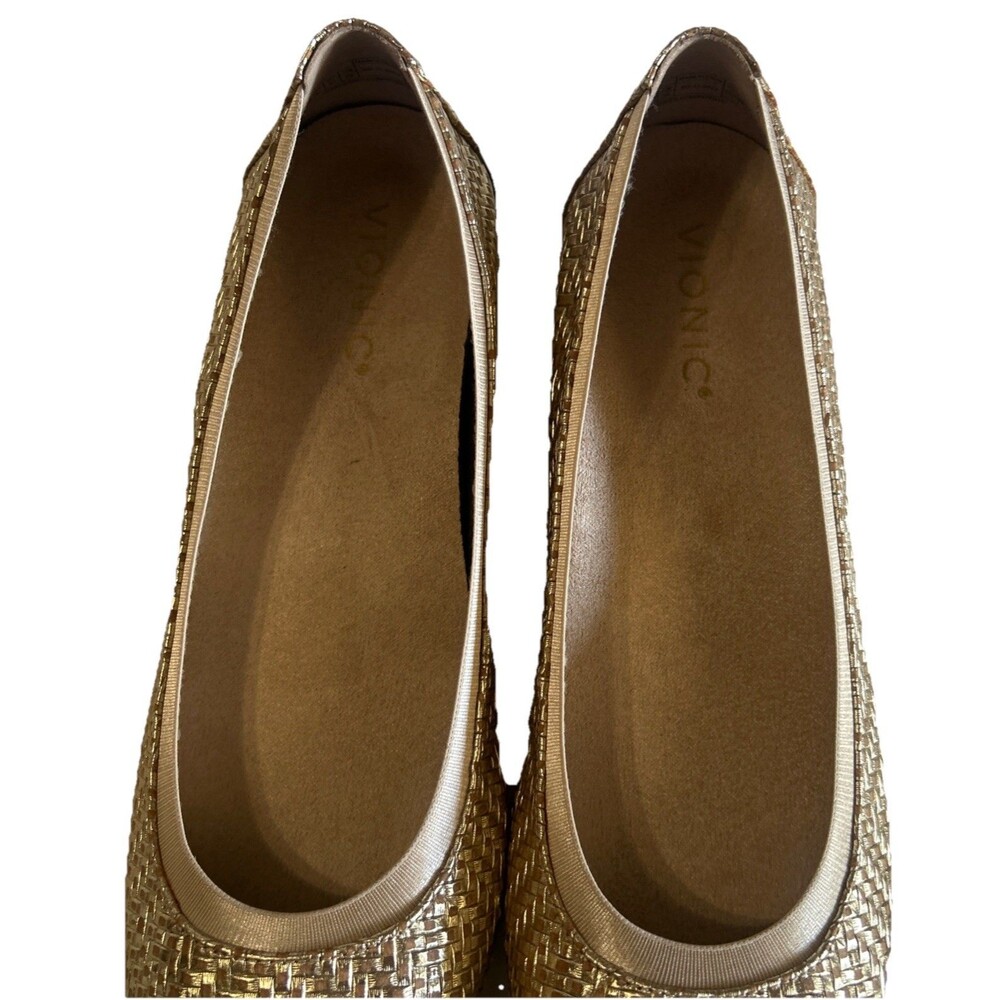Vionic Gold Woven Ballet Flats - Picture 7 of 15